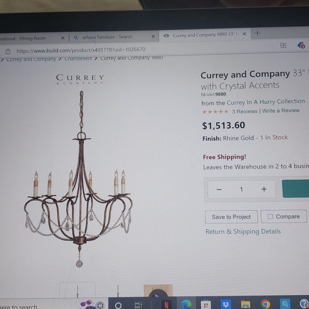 Chandelier by Curry and Company